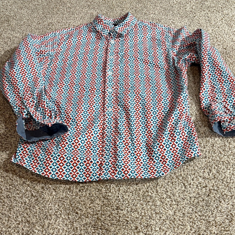 Daniel Cremieux Geometric Men's Shirt - Red, Blue, White - Picture 3 of 6